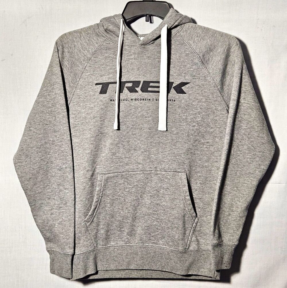Trek Hoodie Mens S Grey Graphic Bicycle Pullover Fleece Mountain Biking MTB